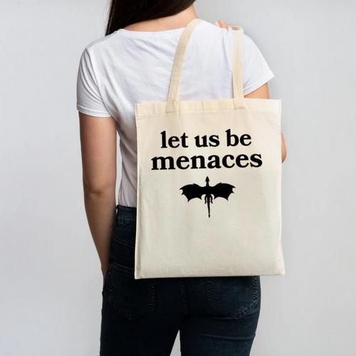 Let Us Be Menaces Dragon Book Lover Canvas Tote Bag - Bookorys