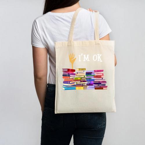 Librarian I'm Okay Book Reader Library Book Canvas Tote Bag - Bookorys CA
