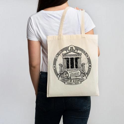 Library Of Alexandria Ancient Book Lover Librarian Books Canvas Tote Bag - Bookorys