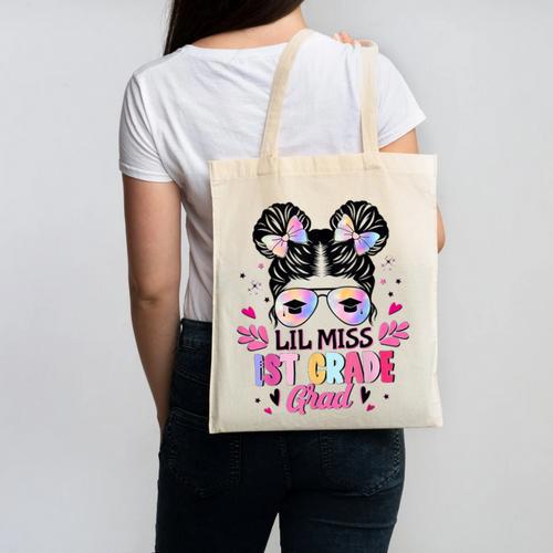 Lil Miss 1st Grade Grad Graduation Last Day Of 1st Grade Canvas Tote Bag - Best Gift Smart