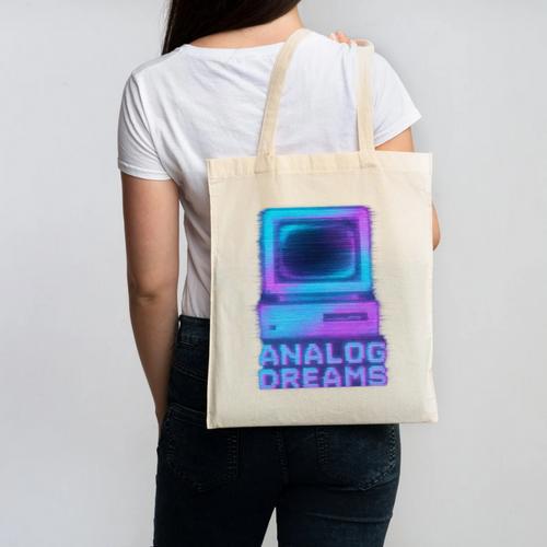 Lofi Reverie Analog Dreams Pixel 90s Desktop VHS Nostalgia Canvas Tote Bag - Figerry