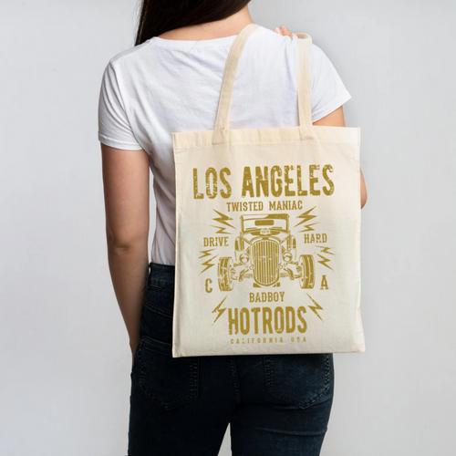 Los Angeles Hotrods Automotive Nostalgia Distressed Canvas Tote Bag - Figerry