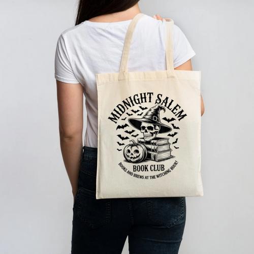 Midnight Salem Book Club Witchy Reads Canvas Tote Bag - Bookorys
