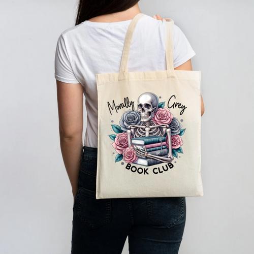Morally Grey Skeleton Reading Smut Smutty Spicy Books Lover Canvas Tote Bag - Bookorys DE