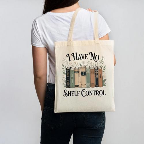 I Have No Shelf Control Book Lover Pun Reader Humor Canvas Tote Bag - Bookorys