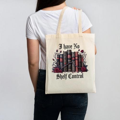 I Have No Shelf Control Dark Academia Book Lover TBR Canvas Tote Bag - Bookorys