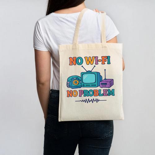 No Wi-Fi No Problem – Retro Dial Up Tech Nostalgia Canvas Tote Bag - Figerry