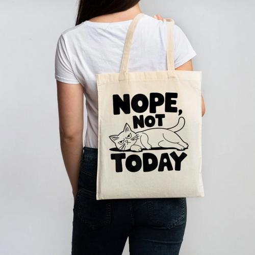 Nope Not Today Antisocial Introvert Cat Lover Men Women Kids Canvas Tote Bag - Raresse