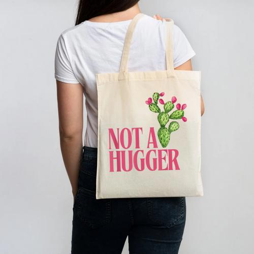 Not a Hugger Sarcastic Introvert Cactus Theme Women Canvas Tote Bag - Raresse