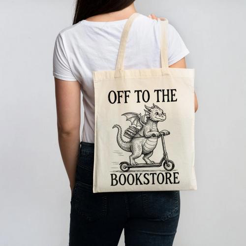 Off To The Bookstore Reading Bookworm Canvas Tote Bag - Bookorys UK