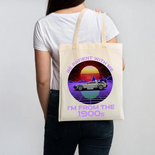 Be Patient With Me I'm From The 1900s Synthwave Canvas Tote Bag - Figerry