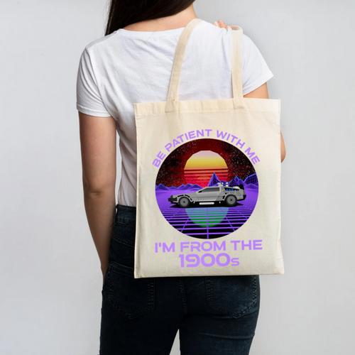Be Patient With Me I'm From The 1900s Synthwave Premium Canvas Tote Bag - Figerry