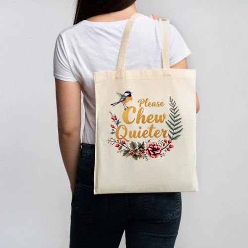 Please Chew Quieter Sarcastic Introvert Humor Canvas Tote Bag - Raresse