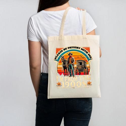 Please Be Patient With Me I'm From The 1900s Cowboy Premium Canvas Tote Bag - Figerry