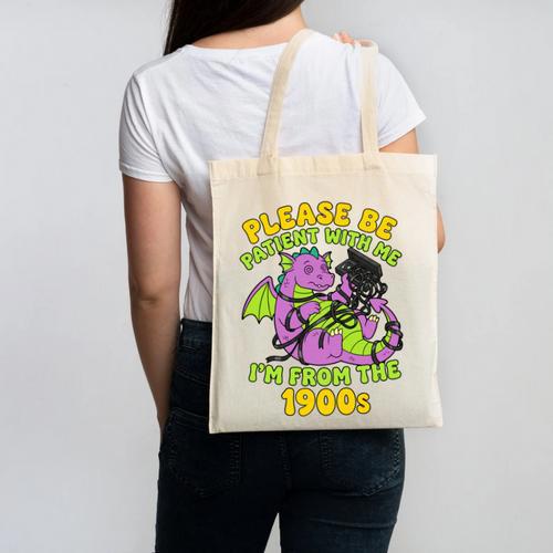 Please Be Patient I'm From The 1900s Dragon Men Women Canvas Tote Bag - Figerry
