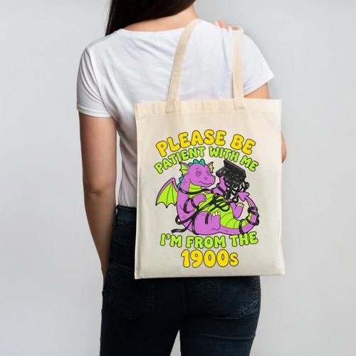 Please Be Patient I'm From The 1900s Dragon Men Women Premium Tri-Blend Canvas Tote Bag - Figerry