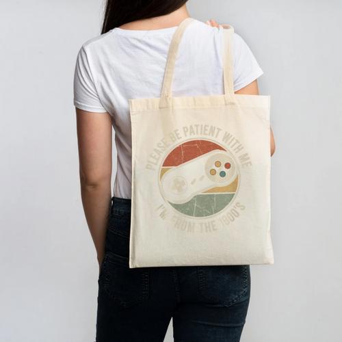 Please Be Patient With Me I'm From The 1900s Retro Gamer Premium Tri-Blend Canvas Tote Bag - Figerry