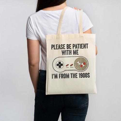 Please Be Patient With Me I'm From The 1900s Vintage Gamer Canvas Tote Bag - Figerry