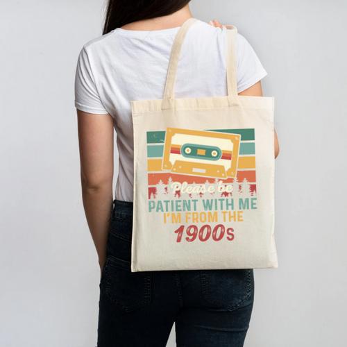 Please Be Patient-With Me I'm From The 1900s Retro Music Canvas Tote Bag - Figerry