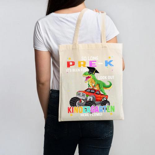 Pre k Graduation 2025 Pre-k Kindergarten Graduate Dinosaur Premium Tri-Blend Canvas Tote Bag - Best Gift Smart