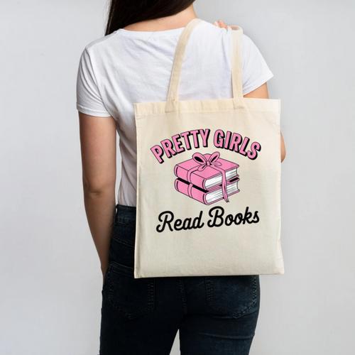 Pretty Girls Read Books Bookworm Book Lover Teacher Canvas Tote Bag - Bookorys CA