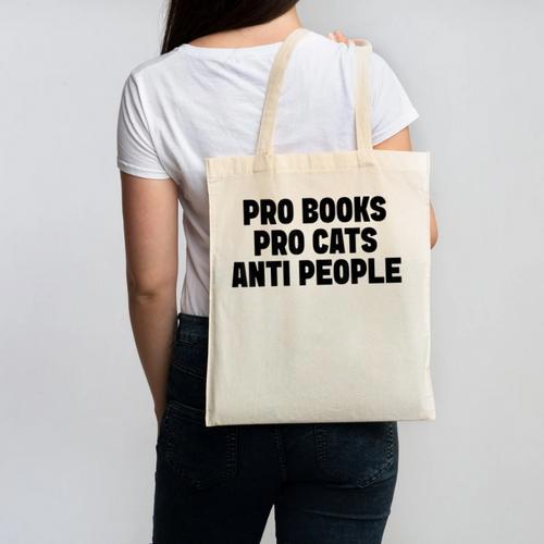 PRO Books PRO Cats Anti People Canvas Tote Bag - Bookorys