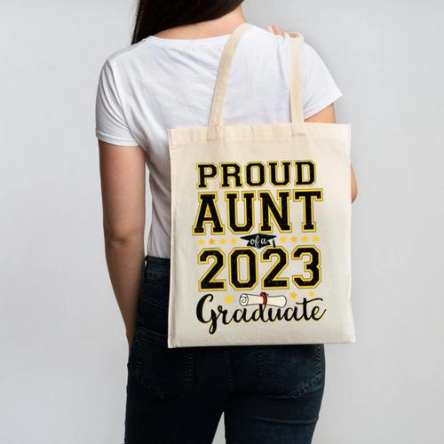 Proud Aunt Of A 2023 Graduate Family Matching Graduation Canvas Tote Bag - Best Gift Smart