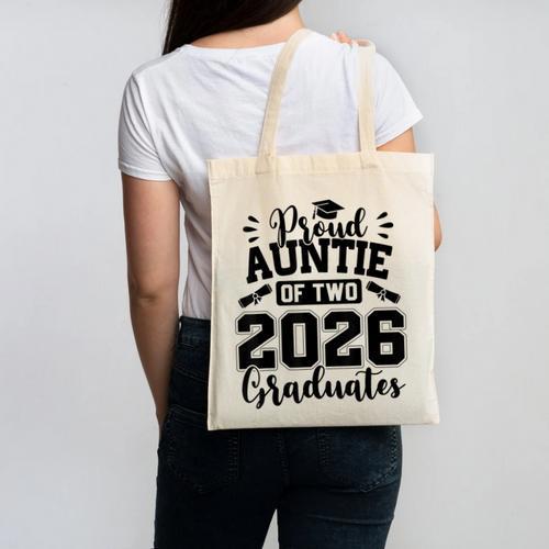 Proud Auntie Of Two 2026 Graduates Graduation Canvas Tote Bag - Best Gift Smart