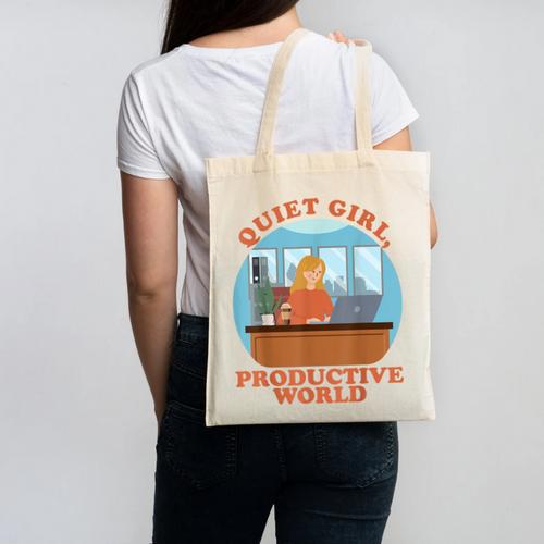 Quiet Girl Productive World Introvert Office Staff Secretary Canvas Tote Bag - Raresse