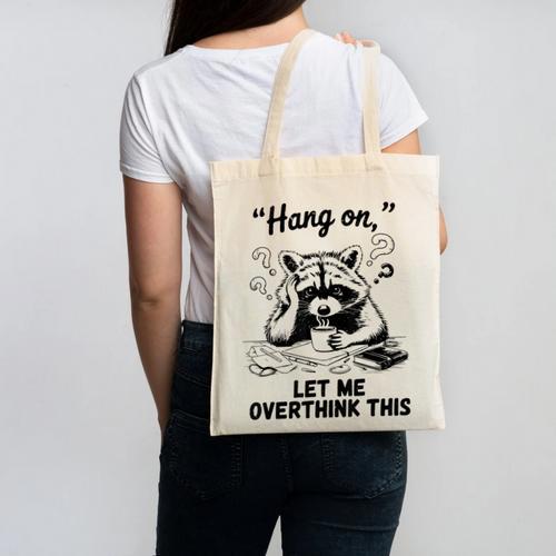 Raccoon Hang On Let Me Overthink This Introvert Canvas Tote Bag - Raresse