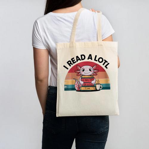 I Read Alotl Axolotl Retro Reading Books Lover Vintage Canvas Tote Bag - Bookorys
