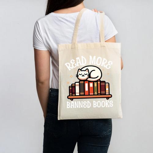 Read More Banned Books Reader Cat Lover Librarian Freedom Canvas Tote Bag - Bookorys