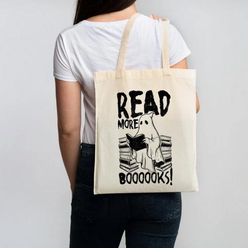 Read More Books Ghost Halloween Reading Teacher Literacy Canvas Tote Bag - Bookorys