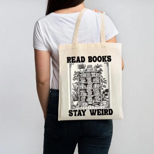 Read Books Stay Weird Book Lover Joke Introvert Reading Canvas Tote Bag - Raresse