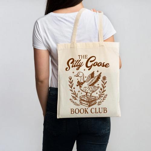 Reading Book Lover Bookish Librarian Silly Goose Book Club Canvas Tote Bag - Bookorys DE