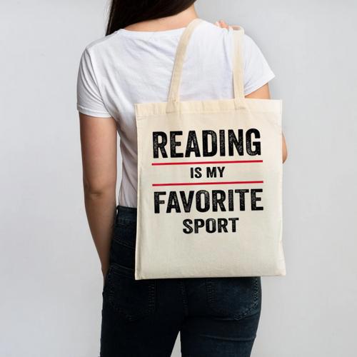 Reading Is My Favorite Sport Book Lover Quote Canvas Tote Bag - Bookorys
