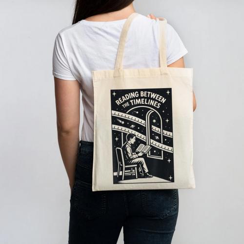 Reading Between The Timelines Time Travel Books Canvas Tote Bag - Bookorys UK