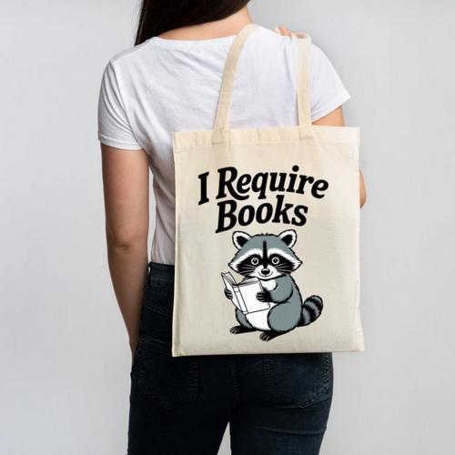 I Require Books Raccoon Reading For Book Lovers Canvas Tote Bag - Bookorys AU
