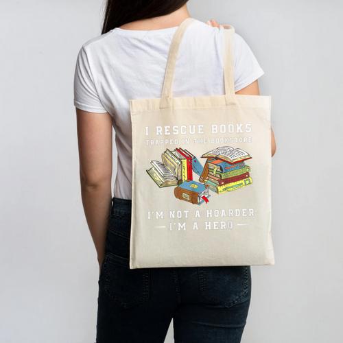 I Rescue Book Trapped In The Bookstore I'm Not A Hoarder Premium Tri-Blend Canvas Tote Bag - Bookorys CA
