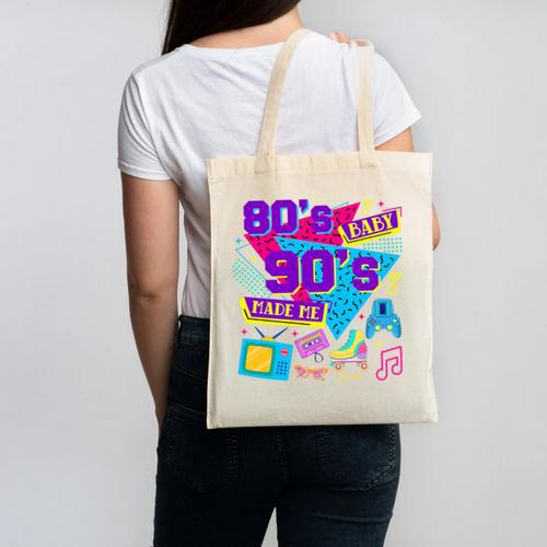 Retro 1980s 80's Baby 1990s 90's Made Me Nostalgia Birthday Premium Tri-Blend Canvas Tote Bag - Figerry