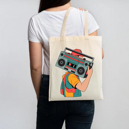 Retro 90s Boombox Nostalgia Party For Music Lovers Men Women Canvas Tote Bag - Figerry