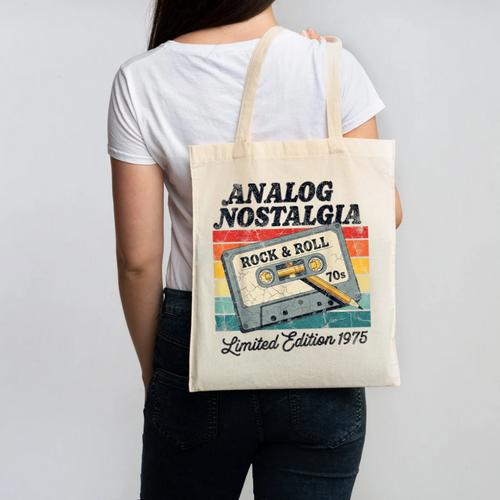 Retro Cassette Case 70s Vintage Music Analog Nostalgia Canvas Tote Bag - Figerry