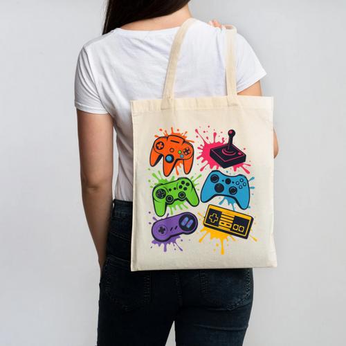 Retro Gamer Controller 80s 90s Video Game Arcade Nostalgia Canvas Tote Bag - Figerry