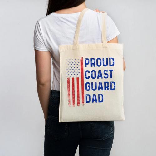 Retro Proud Coast Guard Dad Graduation Dad Usa Flag Outfit Canvas Tote Bag - Best Gift Smart