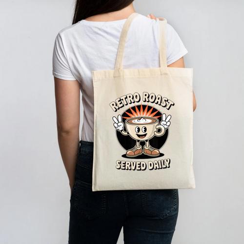 Retro Roast Coffee Retro Cartoon Vintage Nostalgia Fun Canvas Tote Bag - Figerry