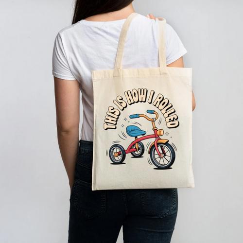 This How I Rolled Retro Tricycle 80s 90s Kid Nostalgia Canvas Tote Bag - Figerry
