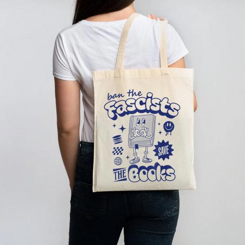 Save The Books Ban Fascists Stand For Book Readers Canvas Tote Bag - Bookorys