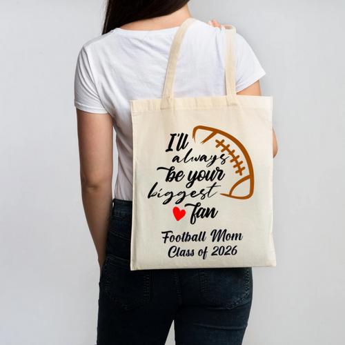 Senior Football Mom Class Of 2026 Graduation Graduate Canvas Tote Bag - Best Gift Smart