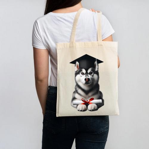 Siberian Husky Dog Graduation Cap Training School Graduate Men Women Kids Canvas Tote Bag - Best Gift Smart