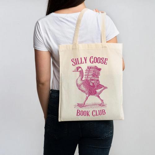 Silly Goose Book Club Canvas Tote Bag - Bookorys